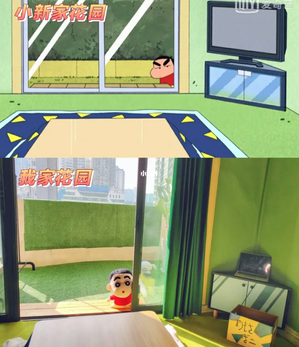 她出手把「《蠟筆小新》裡的房子」搬進自己家! 同款暖爐、餐具全都有「連野原家花園都複製」❤️
