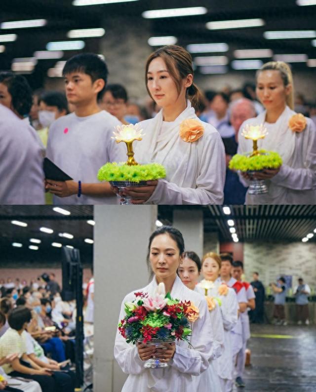 到寺廟做義工！36歲女星全白素服「虔誠手捧連花燈」　「觀音像前1動作」卻惹網怒轟：成何體統