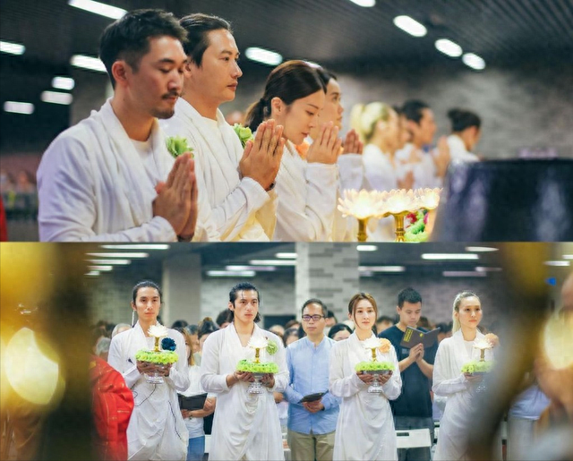 到寺廟做義工！36歲女星全白素服「虔誠手捧連花燈」　「觀音像前1動作」卻惹網怒轟：成何體統