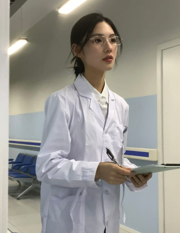 不怕去醫院了！走廊裡驚見「清冷美女醫生」顏值爆表　低下頭「絕美側臉線條」真實身份曝光