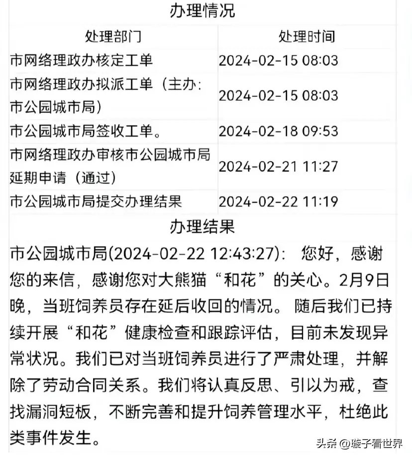 熊貓花花「被滯留外場」忘記收回！飼育員「懲處結果曝光」網友震驚