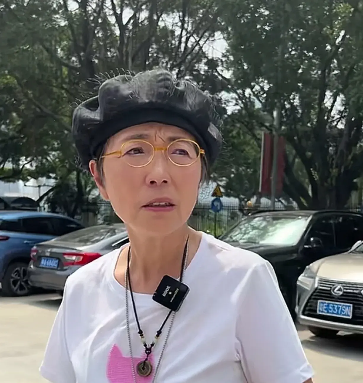 去年宣布息影！60歲女星被偶遇「街頭與大狗僵持」　抱不動拖不走「場面尷尬又搞笑」意外曝光近況