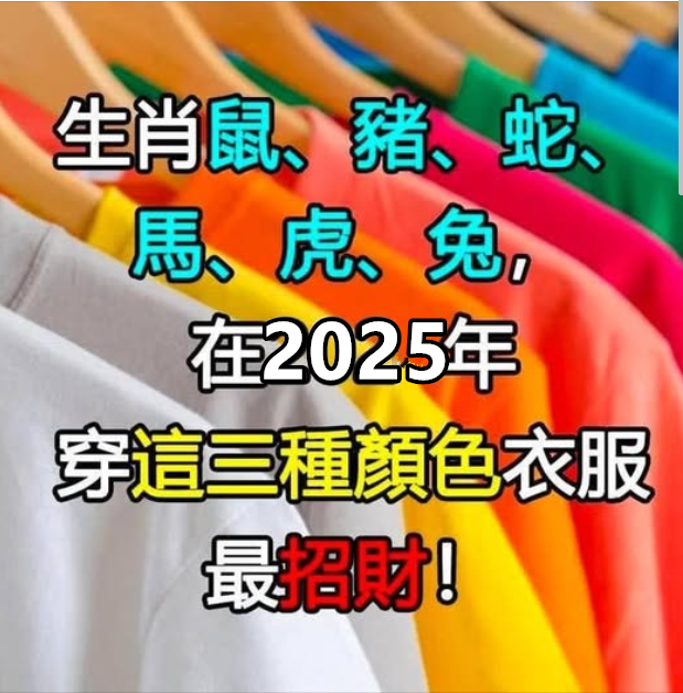 2025生肖運勢大公開！鼠、豬、蛇、馬、虎、兔穿對顏色財運滾滾來