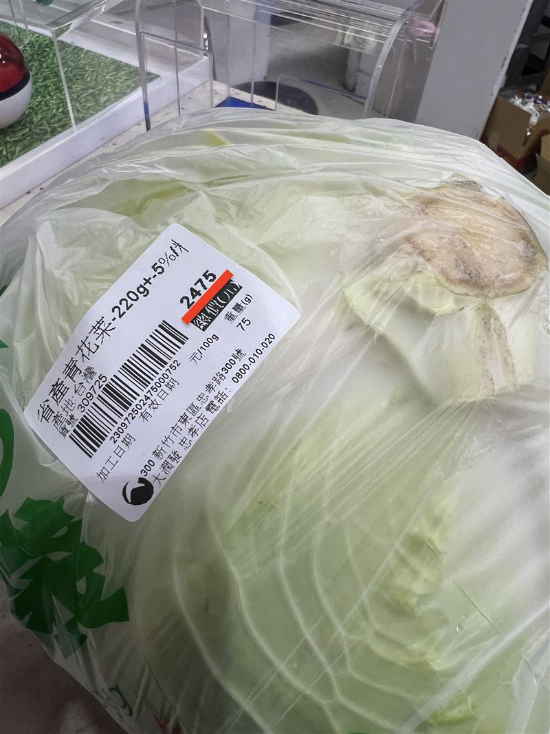 年前大漲價？大潤發採買「高麗菜一顆2475元」　公司認錯「員工誤算成青花菜」