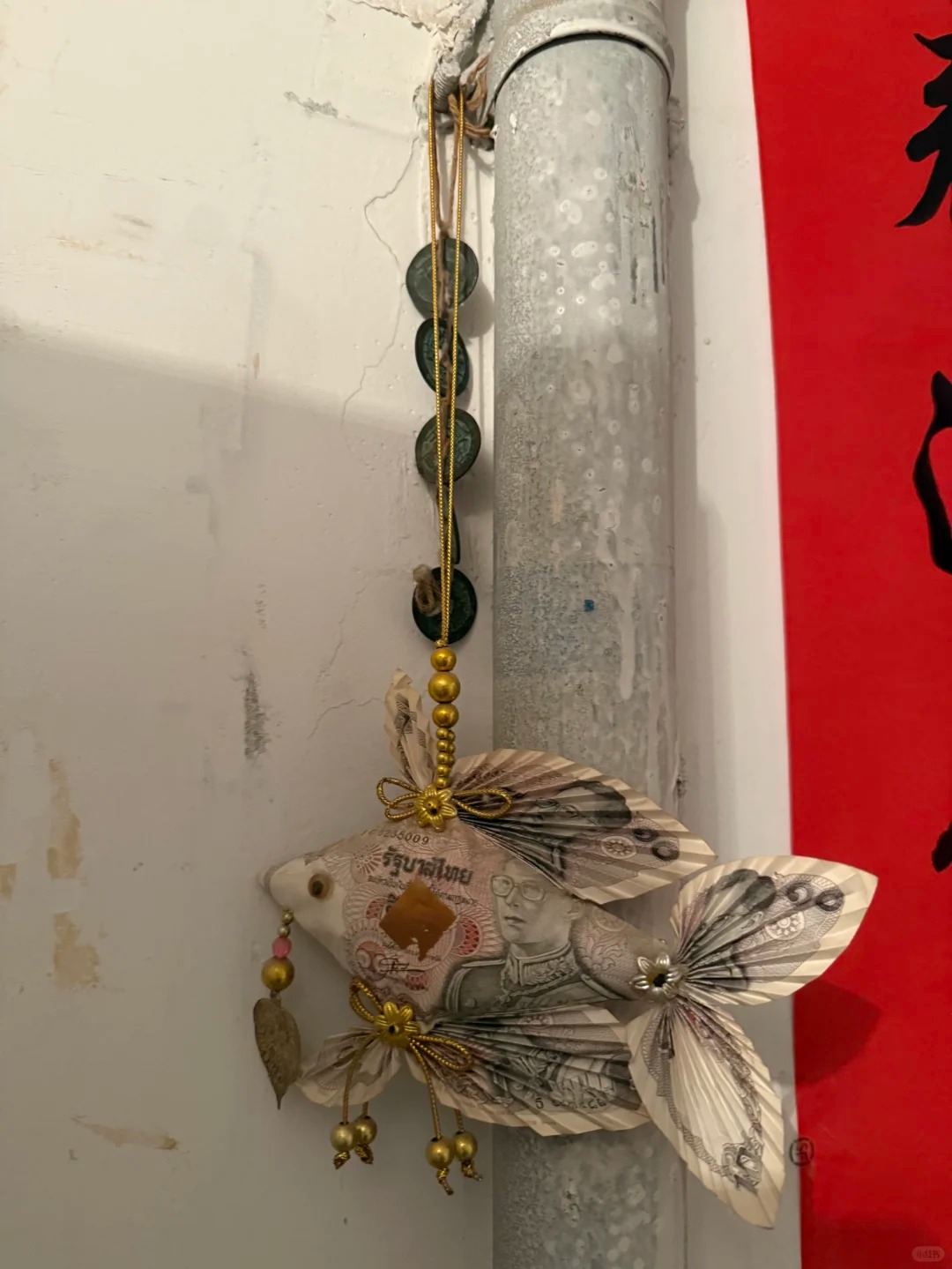 鄰居門上掛神祕錢幣魚 網友驚呼「魚頭朝我家」 內行人揭真相：招財啦！