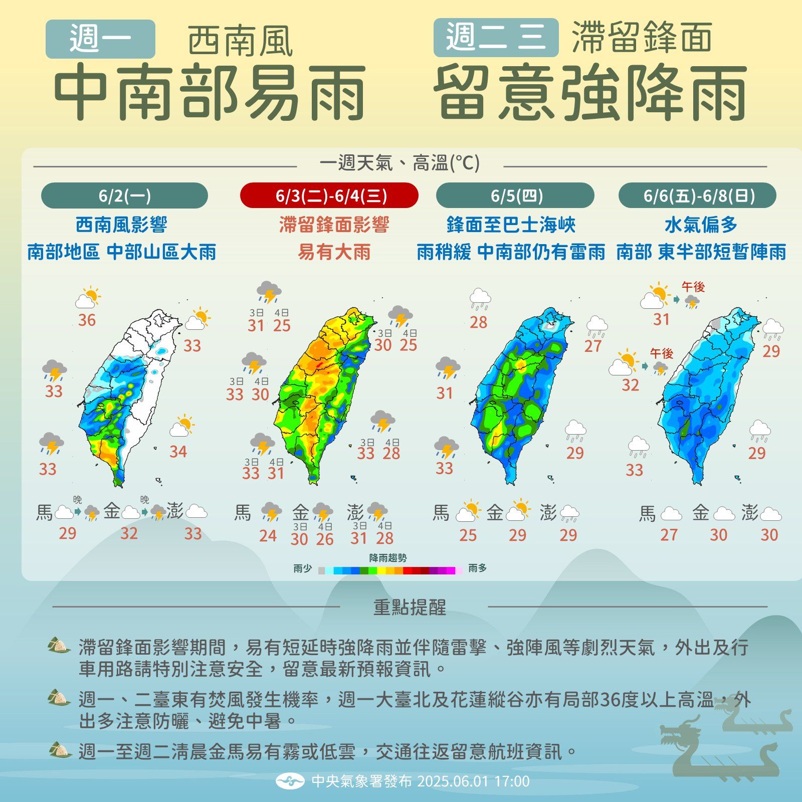 強降雨來襲！全台三天雨勢不斷 專家提醒：慎防雷擊與強陣風