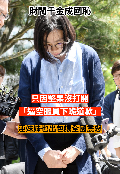 財閥千金成國恥！堅果沒打開「逼空服員下跪道歉」　態度囂張喊：「敢告我？國家都是我們的！」