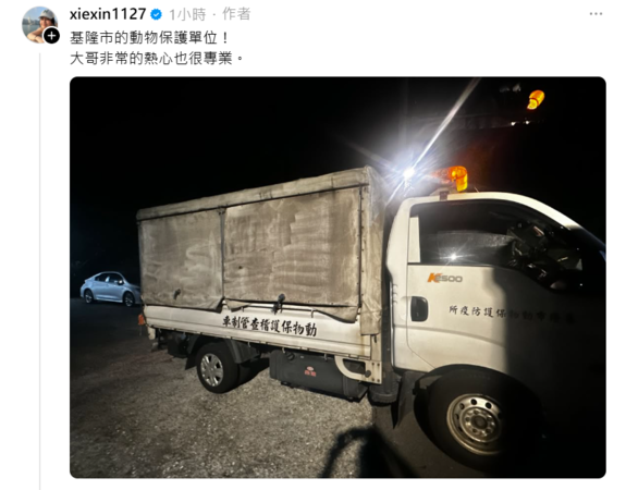謝忻路上「巧遇烏龜」開心合照！網友一看急喊：別亂碰！