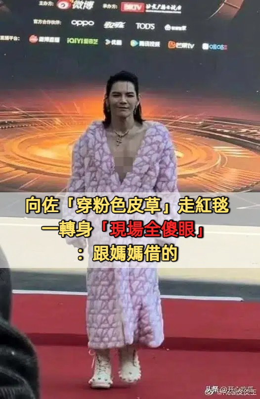向佐「穿粉色皮草」登紅毯　一轉身「全場目不轉睛」：跟媽媽借來的