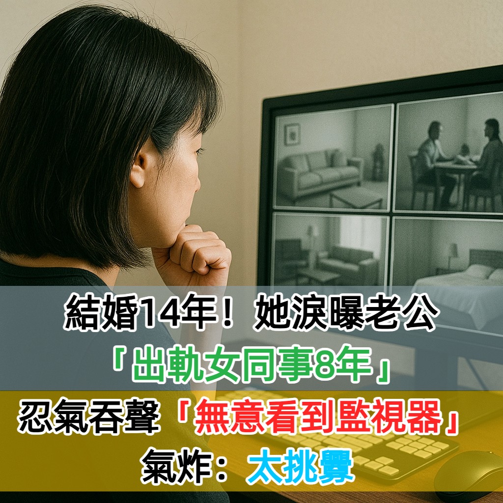 才結婚14年！她淚曝老公「出軌女同事8年」　才談好協議「一查家裡監視器」氣炸：太挑釁