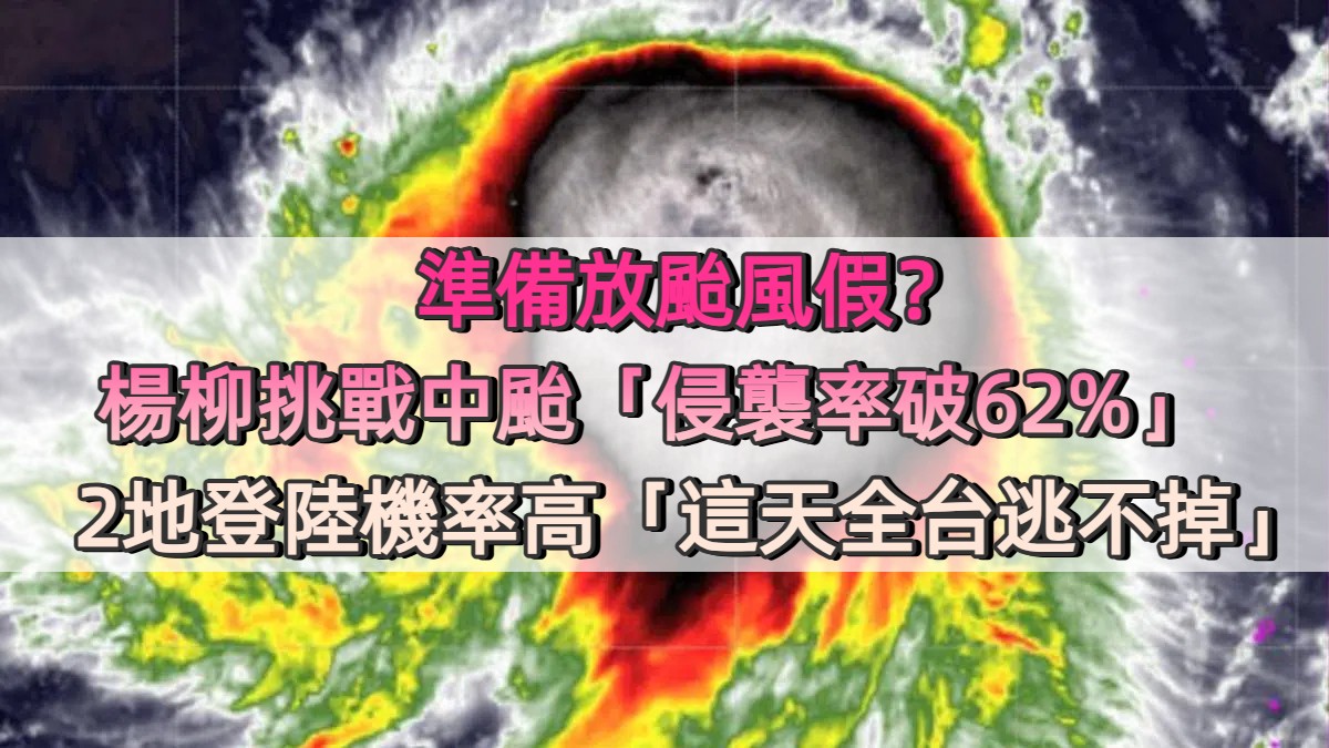 準備放颱風假？楊柳挑戰中颱「侵襲率破62%」　2地登陸機率高「這天全台逃不掉」