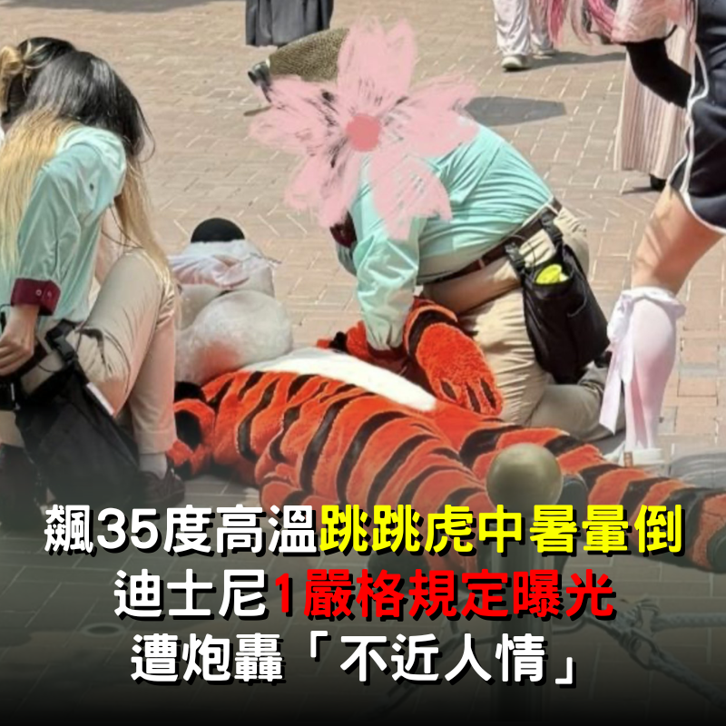 飆35度高溫連跳跳虎也中暑暈倒！迪士尼「1嚴格規定曝光」遭炮轟：不近人情