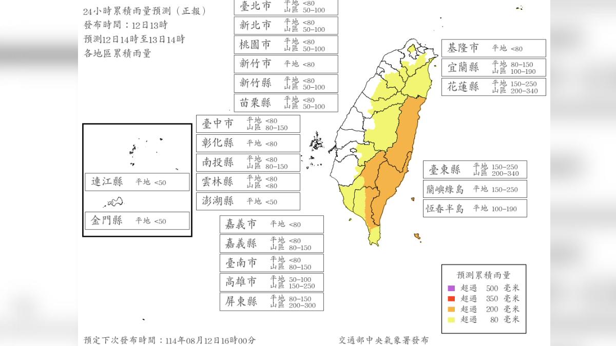 快訊／準備放颱風假？最新風雨預測出爐「明4地達停班停課標準」