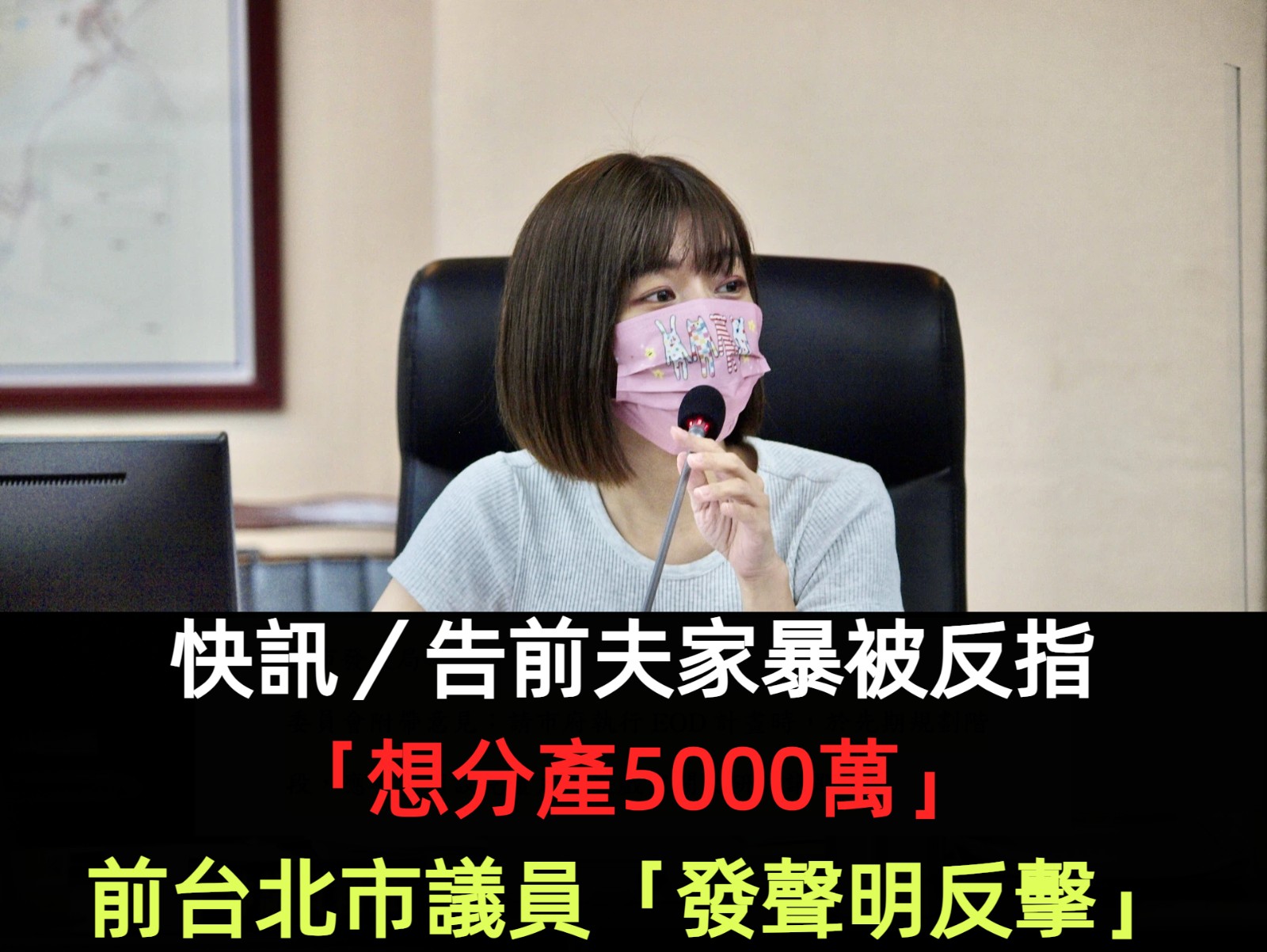快訊／告前夫家暴被反指「想分產5000萬」！前台北市議員「發聲明反擊」