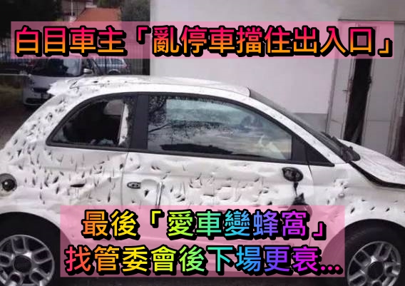 再亂停車啊！白目車主「擋住社區出入口」電話還拒接　幾天後「愛車變成蜂窩」下場更衰