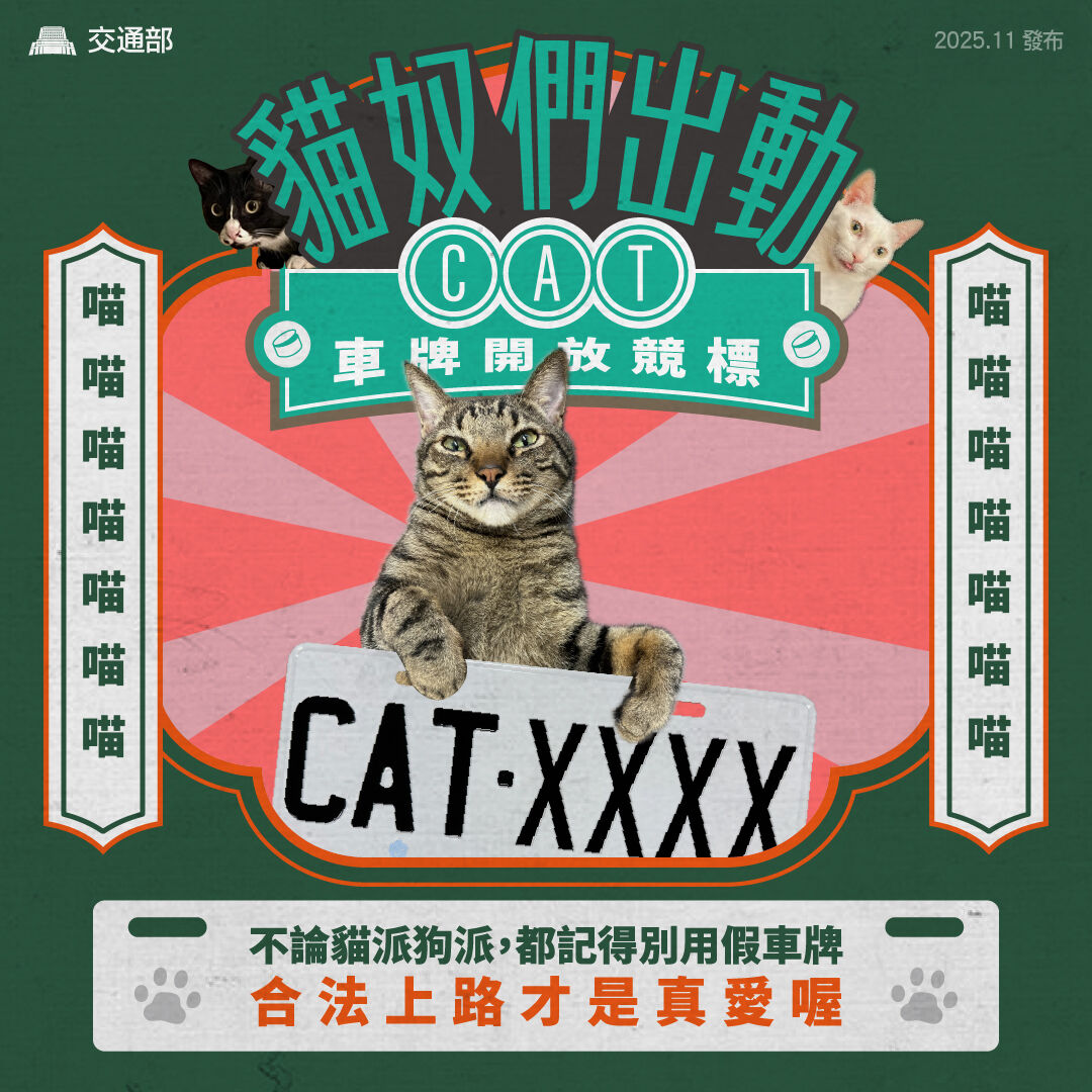 全台貓奴狂搶!車牌「CAT-8888」天價得標金額曝光 創監理站紀錄