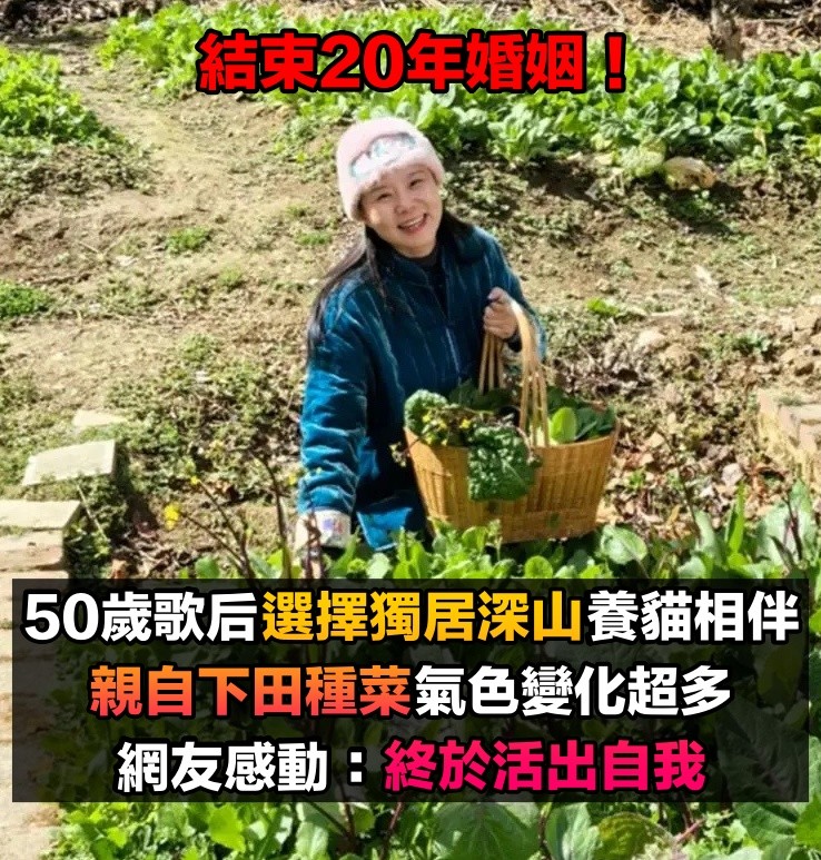 結束20年婚姻!50歲大咖歌后「獨自住在深山」養貓相伴 「親自下田種菜」氣色變超多:終於活成自己