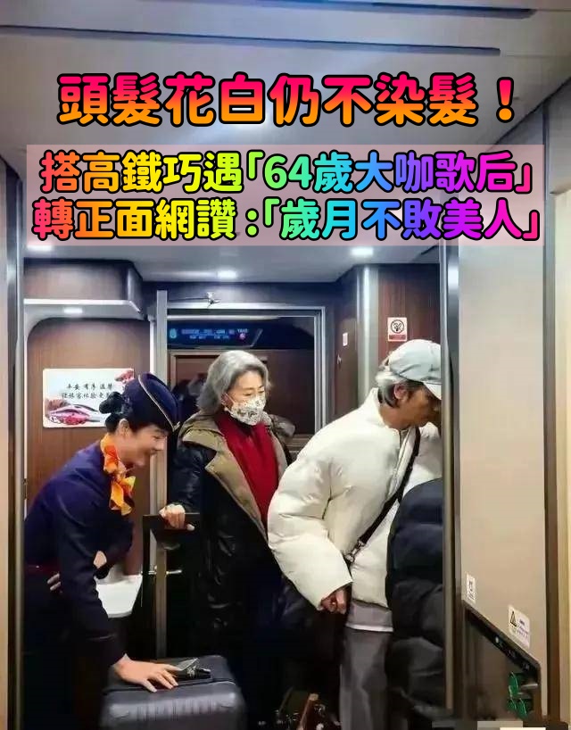 坐高鐵巧遇大咖歌后！優雅穿搭「甘願白髮蒼蒼」不染髮　大方合照「正面照公開」：歲月從不敗美人