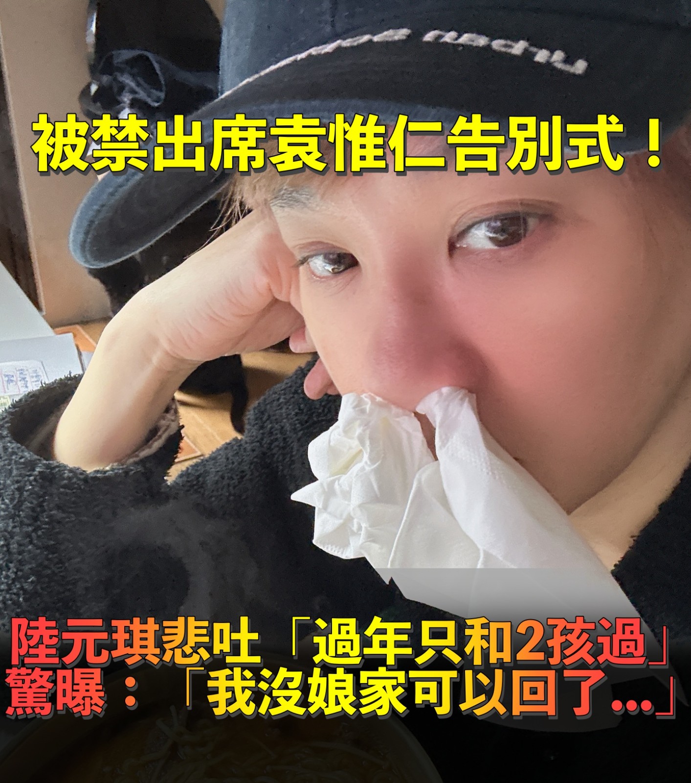 才爆被禁出席袁惟仁告別式！陸元琪「初二悲吐沒娘家可回」　曝「過年只剩2孩子」：無法和媽媽說了