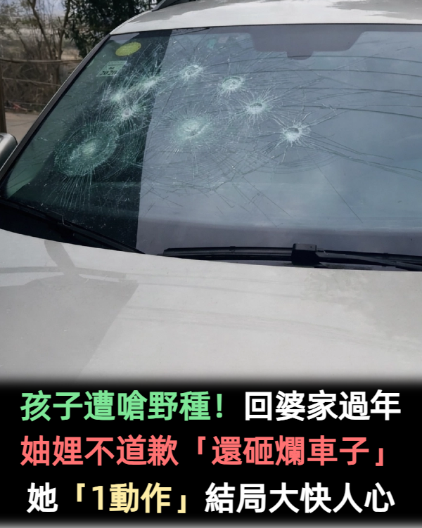 孩子遭嗆野種！她回婆家過年「車子竟遭妯娌砸爛」　對方嘴硬不道歉「1個動作」結局大快人心