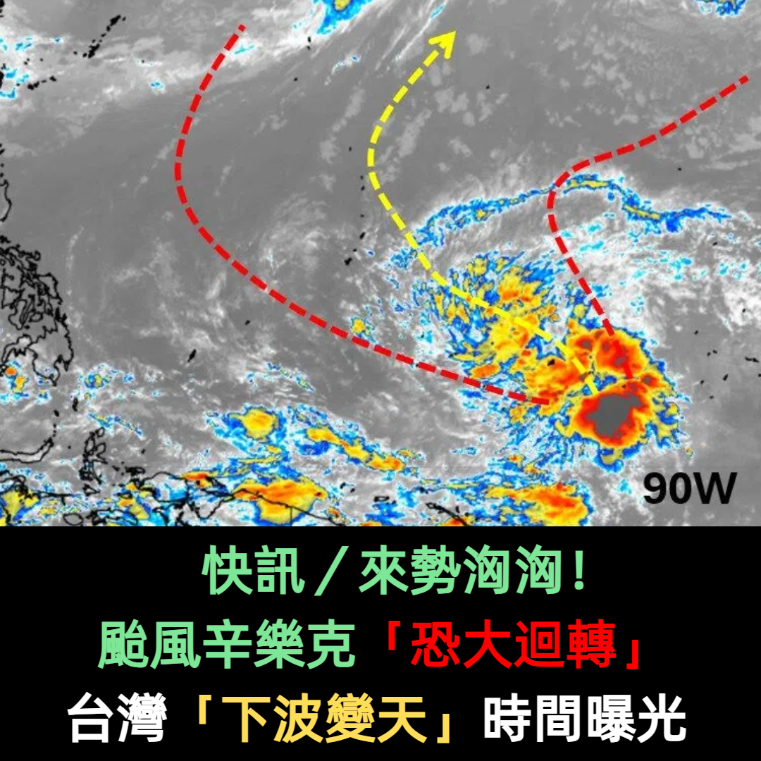 快訊/來勢洶洶!颱風辛樂克「恐大迴轉」 台灣「下波變天」時間曝光