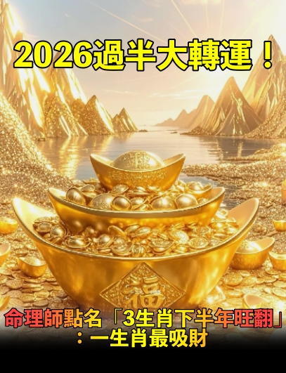 2026已過大半!下半年轉運「3生肖運勢強勁」旺翻:發光發熱狂吸金爆棚