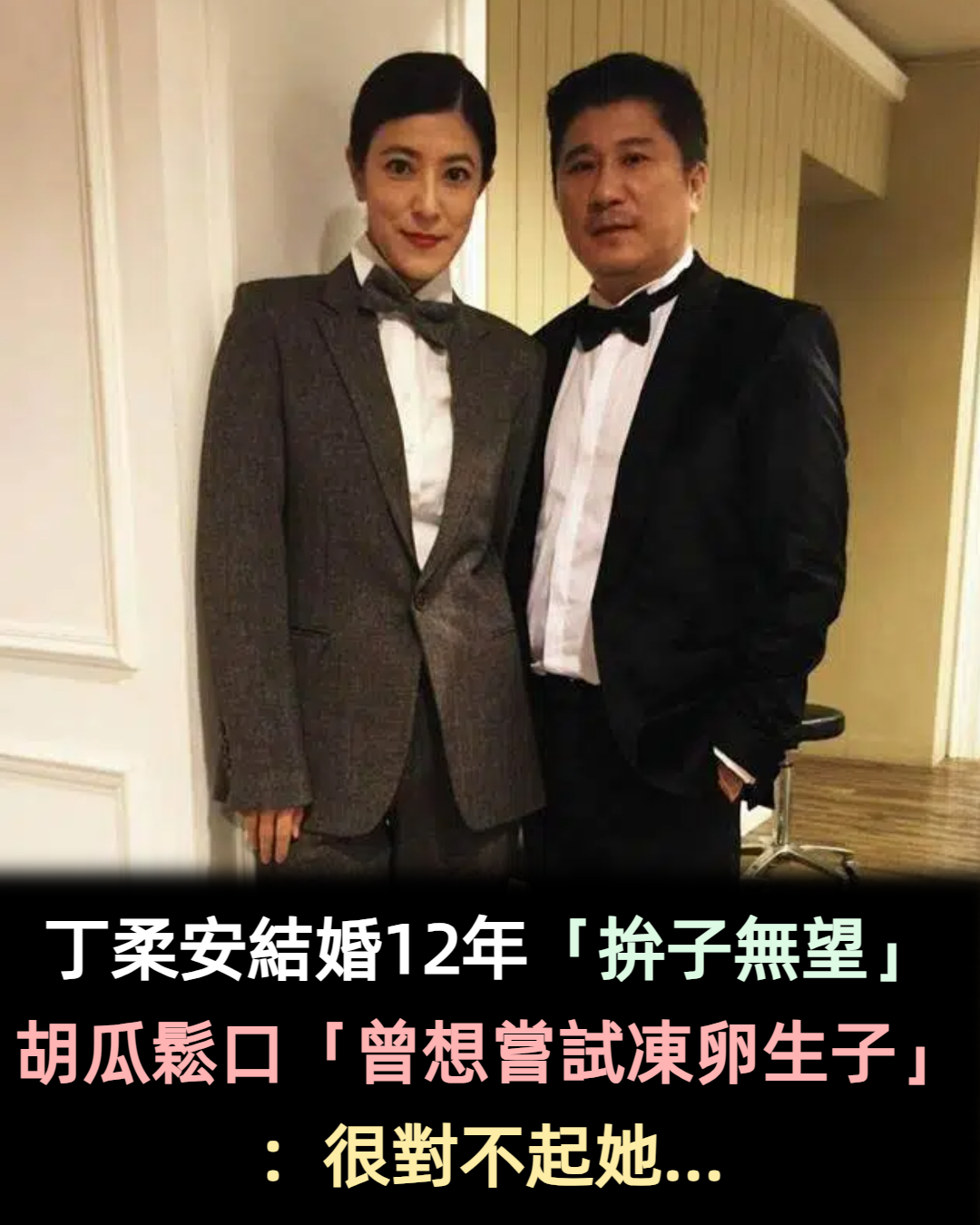丁柔安結婚12年「拚子無望」!胡瓜鬆口「曾想嘗試凍卵生子」:很對不起她