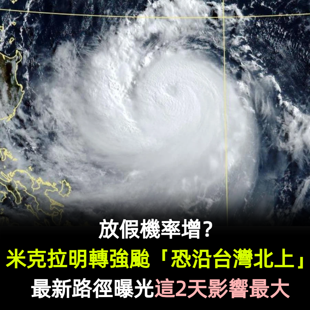 放假機率增?米克拉明轉強颱「恐沿台灣北上」最新路徑曝光 這2天影響最大