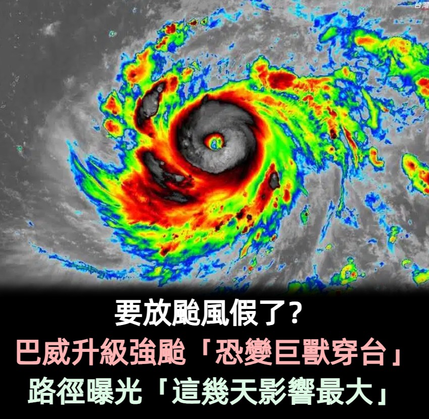要放颱風假了?巴威升級強颱「恐變巨獸穿台」 路徑曝光「這幾天影響最大」