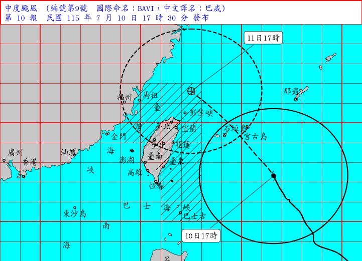 快訊／北北基桃宣布了！巴威來襲「7／11全台颱風假」一次看