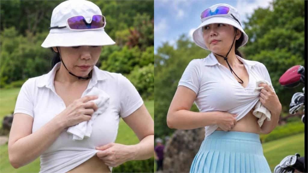 郭台銘女球友「私照疑外流」!36E身材「撩衣賣肉」網酸:差好多